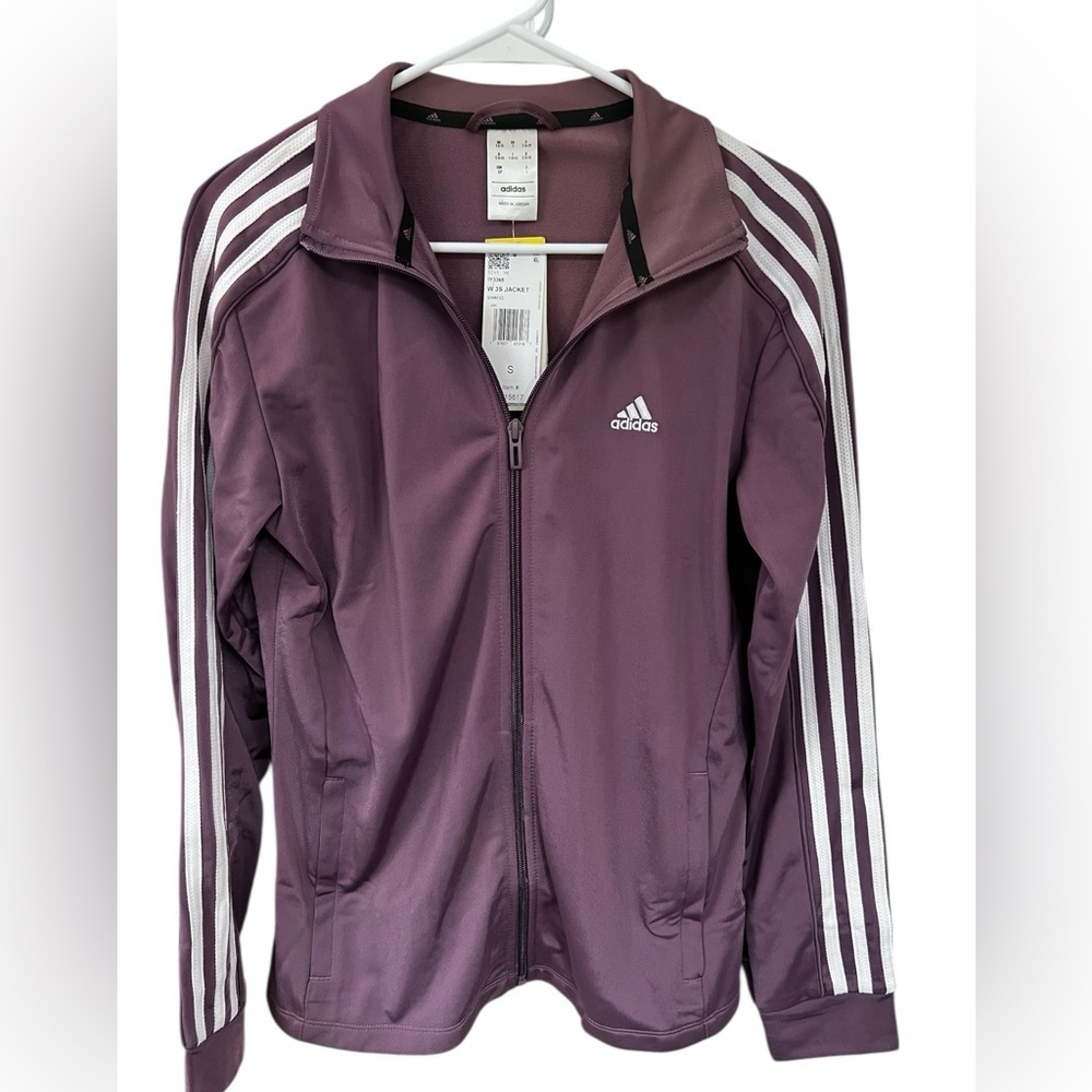 adidas Women's Purple Full-Zip Track Jacket with White Stripes